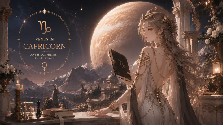 Biểu tượng Sao Kim minh họa Venus Ma Kết xây tình yêu qua cam kết, trách nhiệm và thời gian