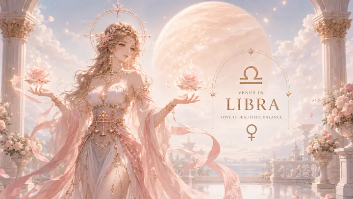 Biểu tượng Sao Kim minh họa Venus Thiên Bình tìm kiếm sự tinh tế, công bằng và có qua có lại trong tình yêu