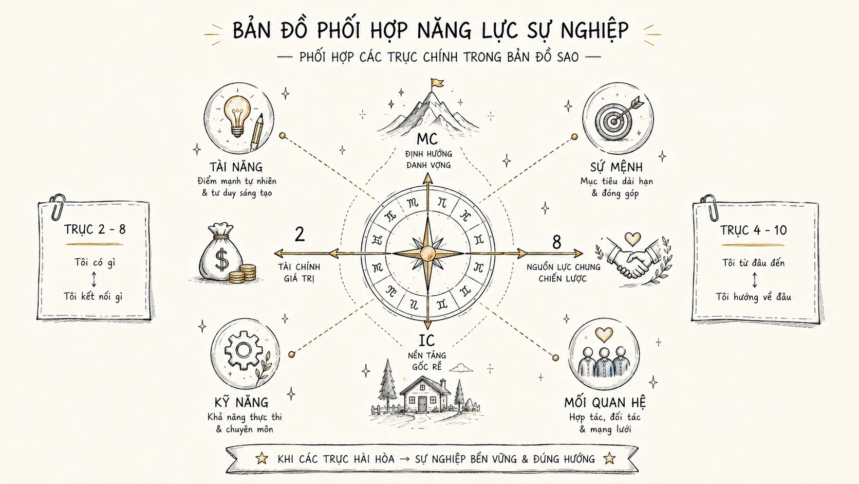 Sơ đồ đối chiếu thế mạnh, môi trường và hướng nghề từ bản đồ sao